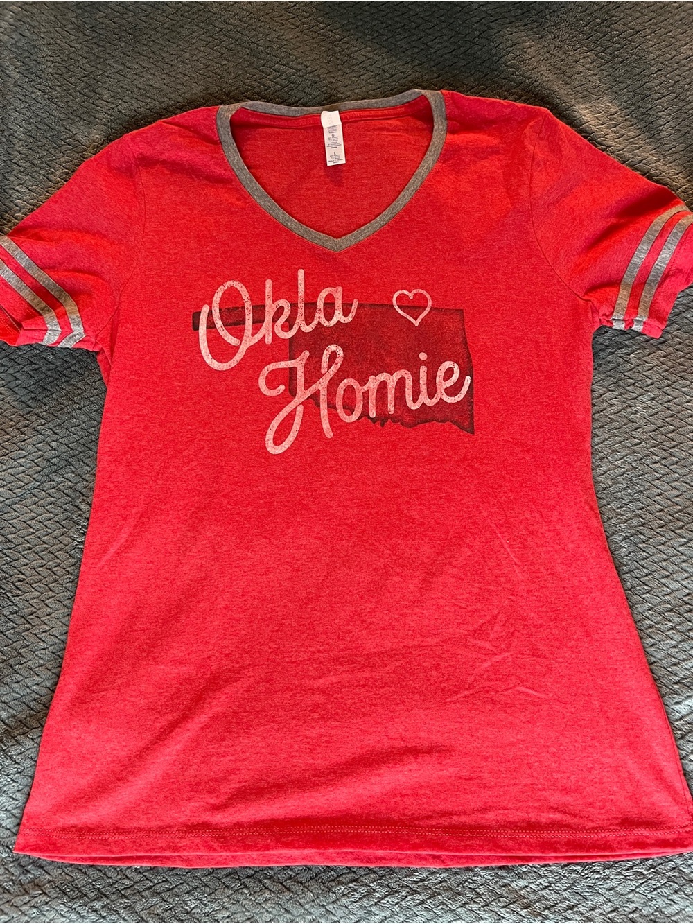 Red "Okla Homie" V-Neck Tee